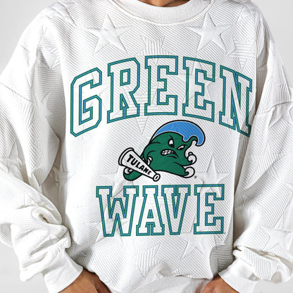 TULANE GREEN WAVE BIG PLAY ENERGY EMBOSSED STAR CREWNECK