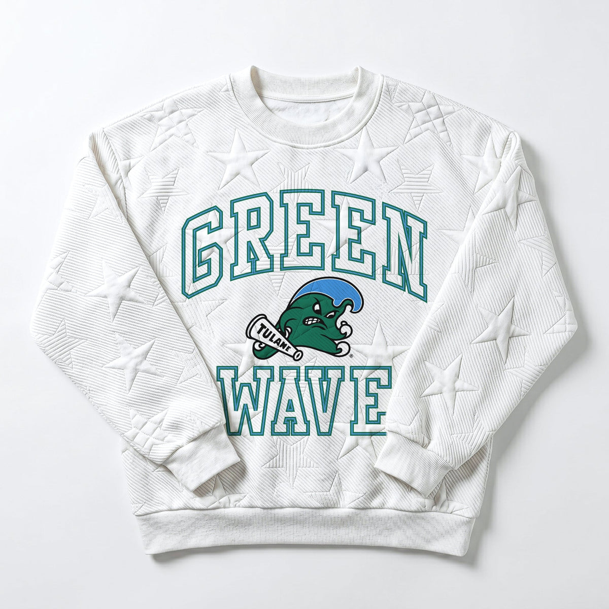 TULANE GREEN WAVE BIG PLAY ENERGY EMBOSSED STAR CREWNECK