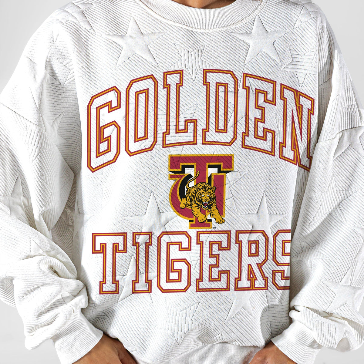 TUSKEGEE GOLDEN TIGERS BIG PLAY ENERGY EMBOSSED STAR CREWNECK