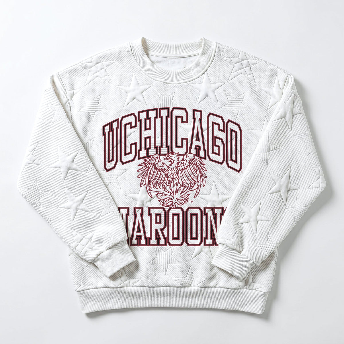 U CHICAGO MAROONS BIG PLAY ENERGY EMBOSSED STAR CREWNECK