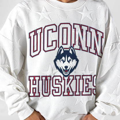 UCONN HUSKIES BIG PLAY ENERGY EMBOSSED STAR CREWNECK