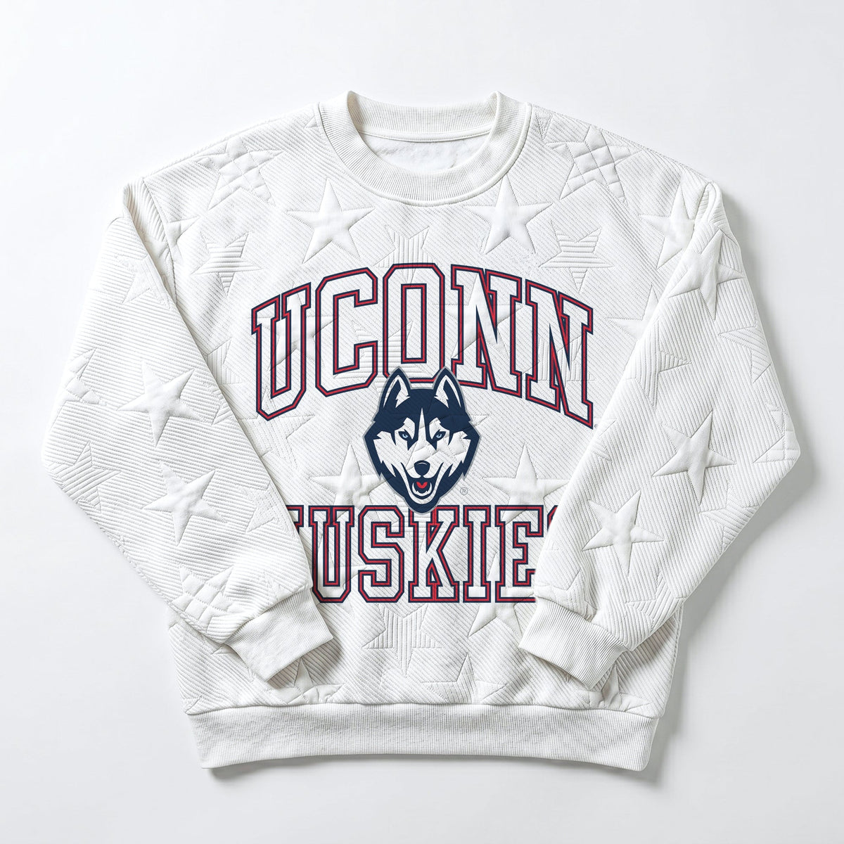 UCONN HUSKIES BIG PLAY ENERGY EMBOSSED STAR CREWNECK