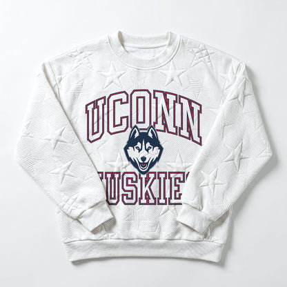 UCONN HUSKIES BIG PLAY ENERGY EMBOSSED STAR CREWNECK