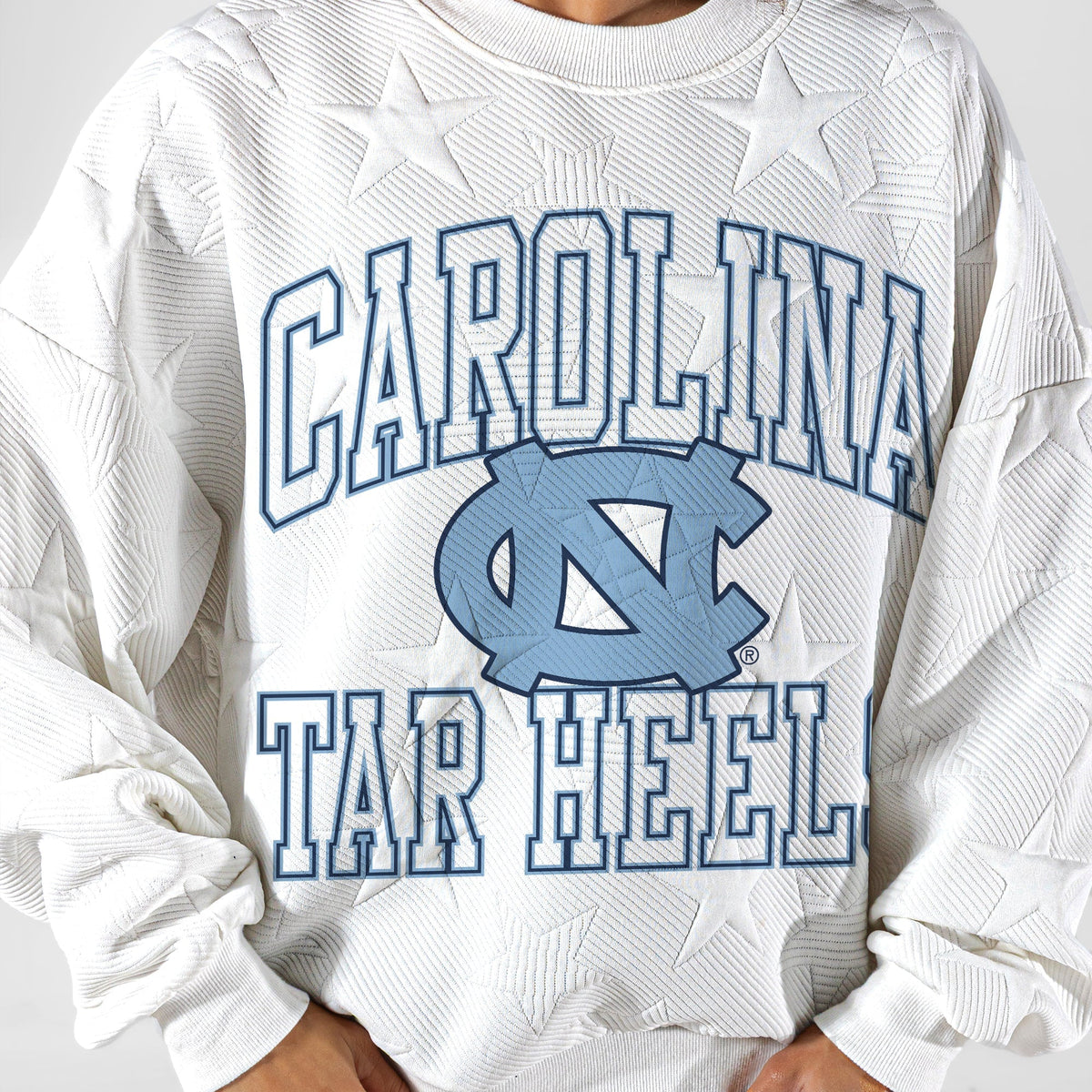 NORTH CAROLINA TAR HEELS BIG PLAY ENERGY EMBOSSED STAR CREWNECK