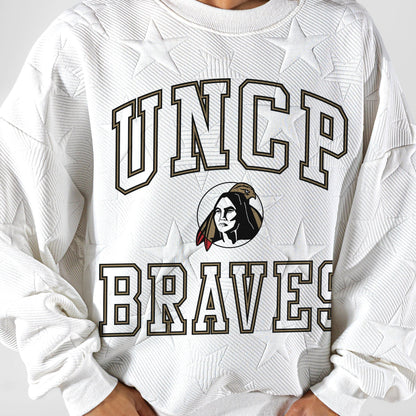 UNC AT PEMBROKE BRAVES BIG PLAY ENERGY EMBOSSED STAR CREWNECK