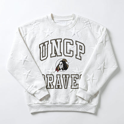 UNC AT PEMBROKE BRAVES BIG PLAY ENERGY EMBOSSED STAR CREWNECK