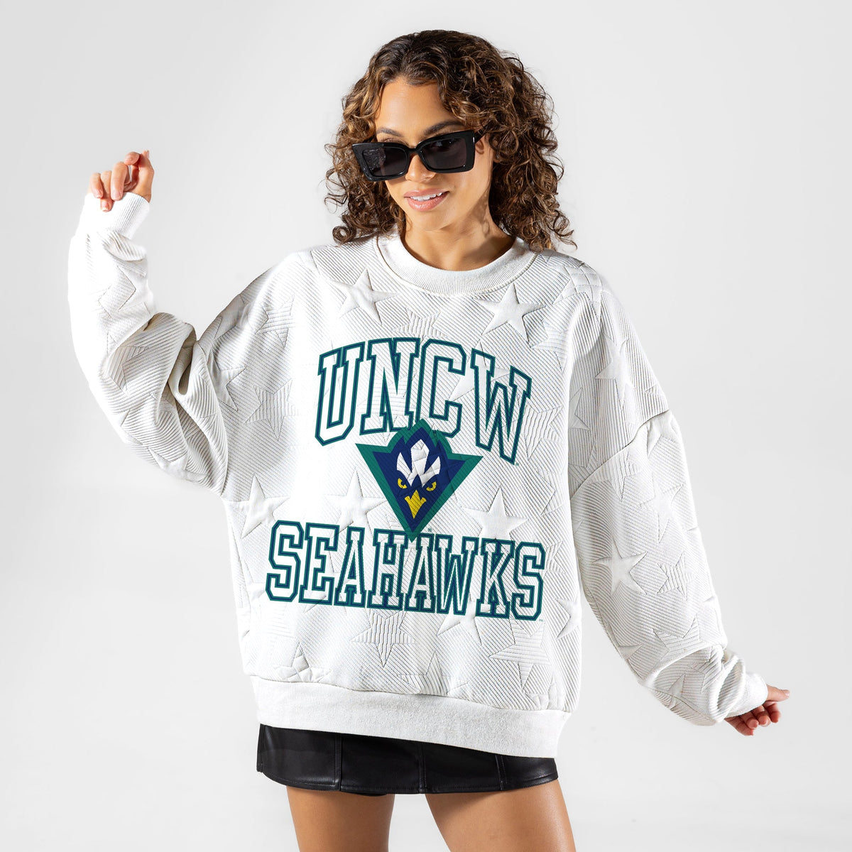 UNC WILMINGTON SEAHAWKS BIG PLAY ENERGY EMBOSSED STAR CREWNECK