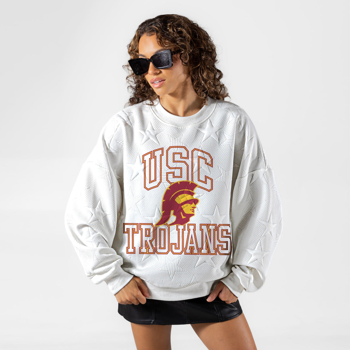 USC TROJANS BIG PLAY ENERGY EMBOSSED STAR CREWNECK