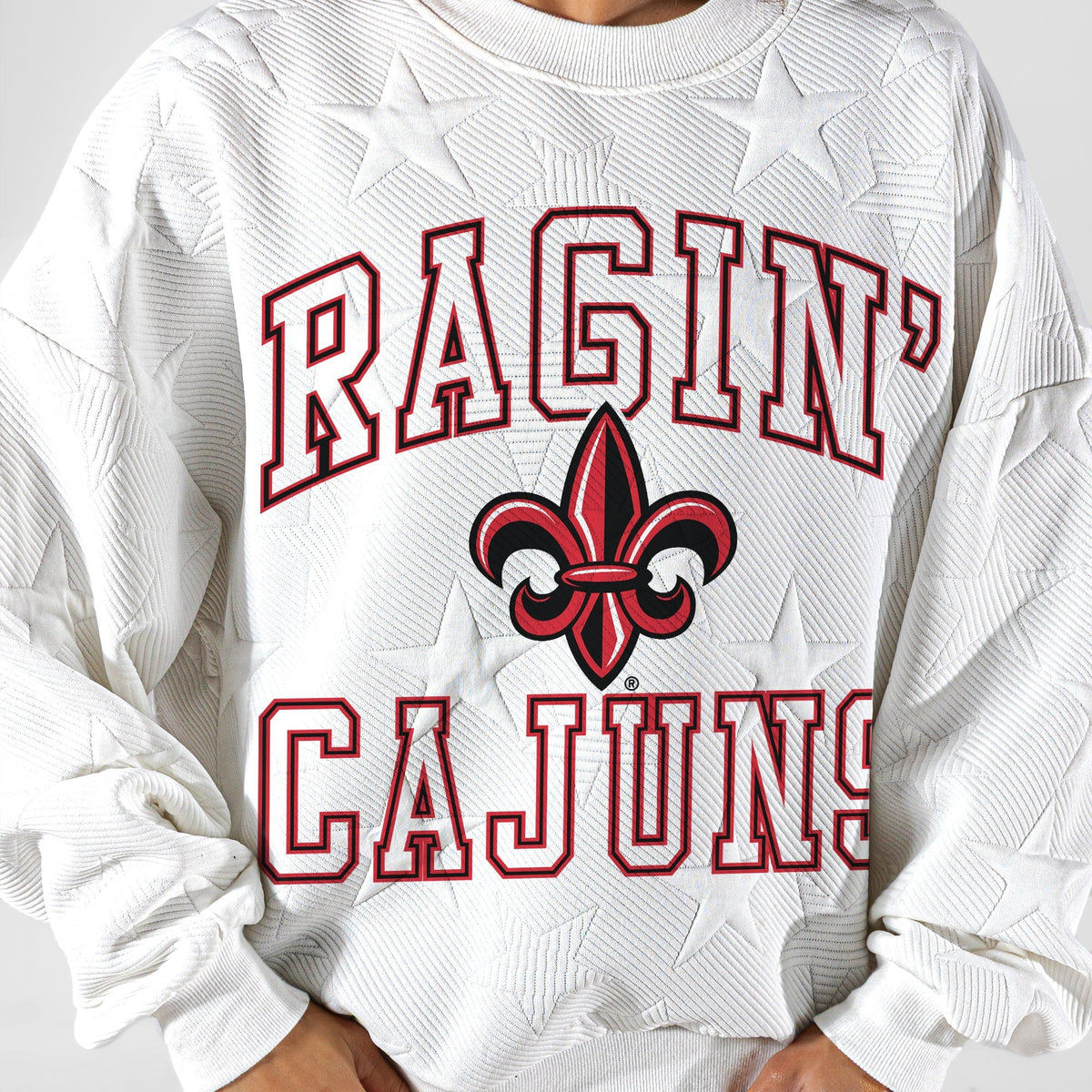 LOUISIANA RAGIN' CAJUNS BIG PLAY ENERGY EMBOSSED STAR CREWNECK