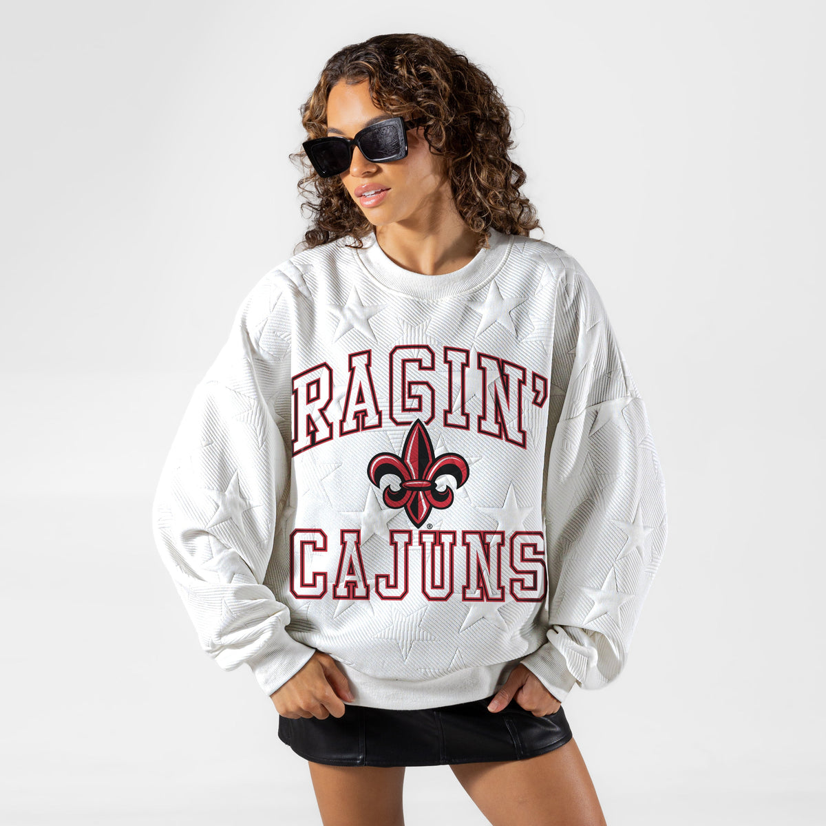 LOUISIANA RAGIN' CAJUNS BIG PLAY ENERGY EMBOSSED STAR CREWNECK