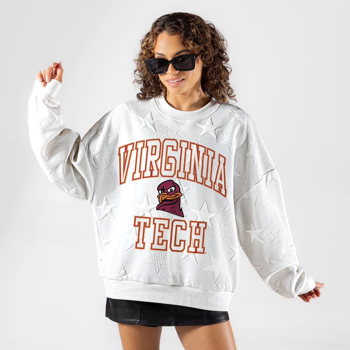 VIRGINIA TECH HOKIES BIG PLAY ENERGY EMBOSSED STAR CREWNECK