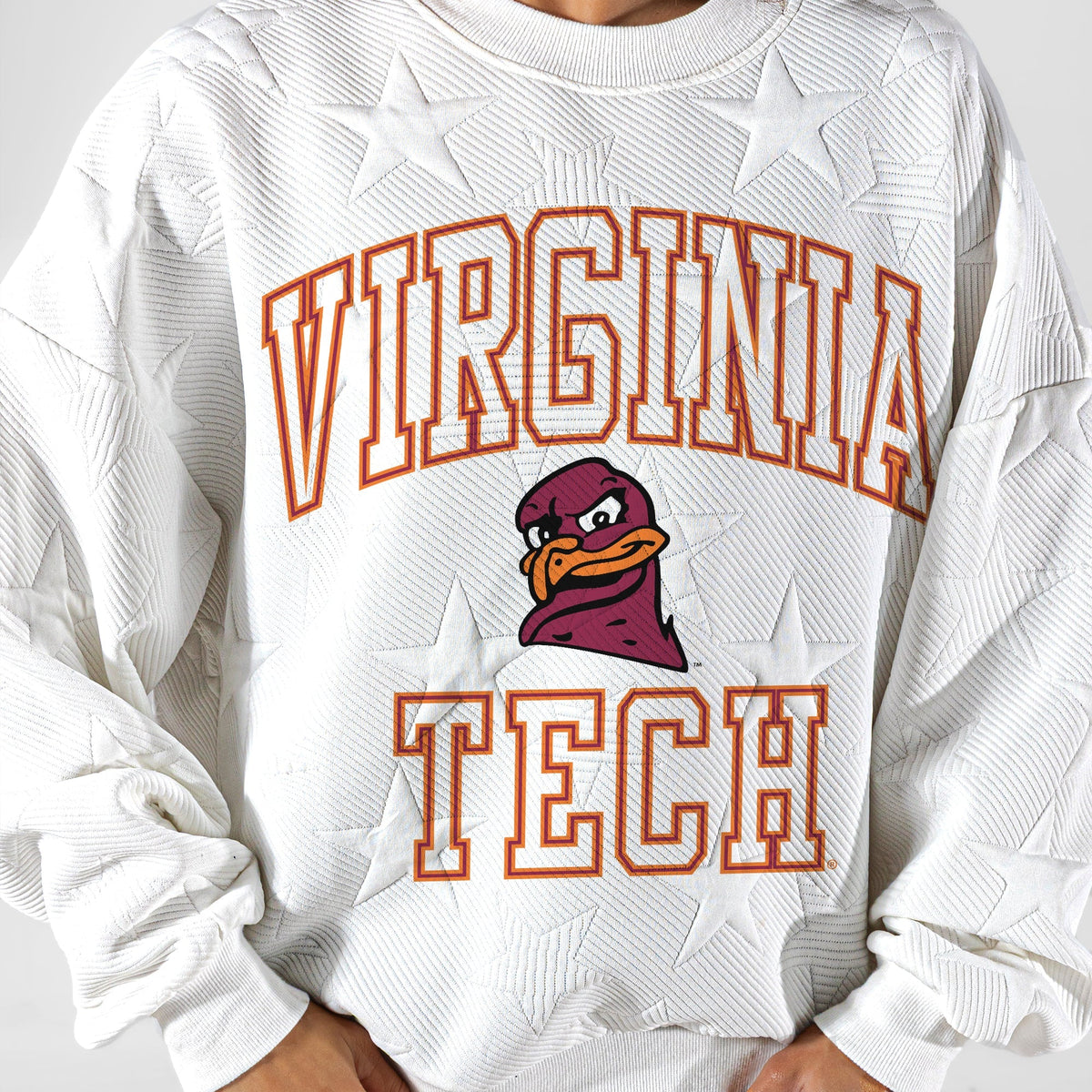 VIRGINIA TECH HOKIES BIG PLAY ENERGY EMBOSSED STAR CREWNECK