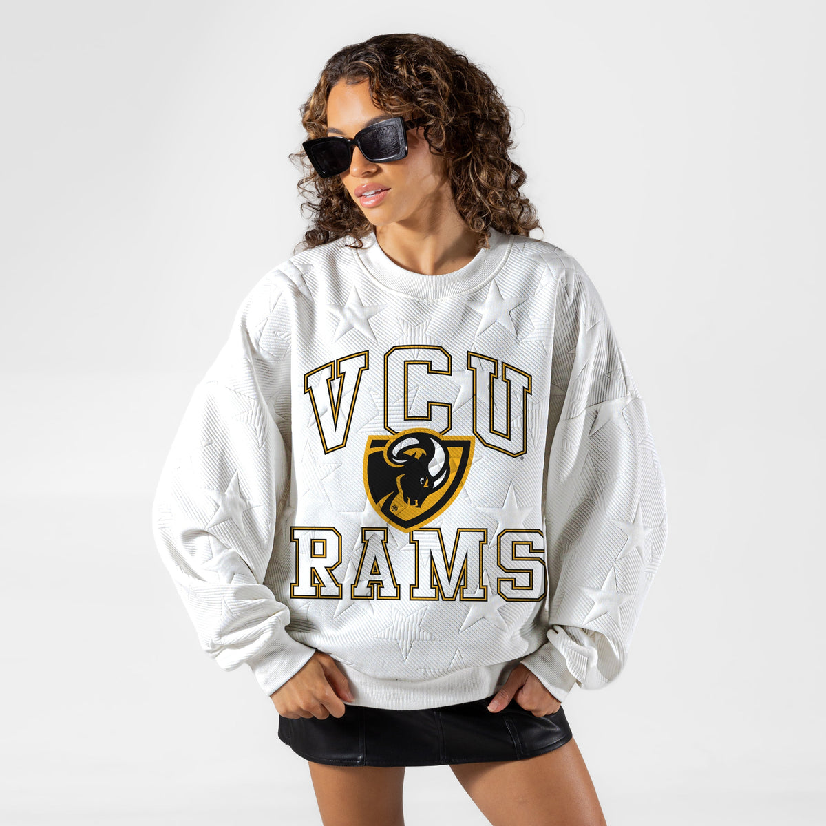 VIRGINIA COMMONWEALTH RAMS BIG PLAY ENERGY EMBOSSED STAR CREWNECK