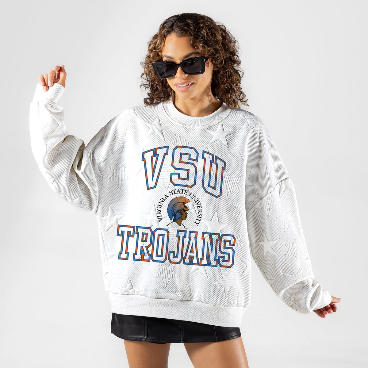 VIRGINIA STATE TROJANS BIG PLAY ENERGY EMBOSSED STAR CREWNECK