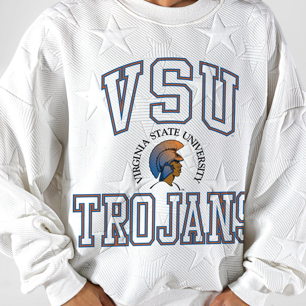 VIRGINIA STATE TROJANS BIG PLAY ENERGY EMBOSSED STAR CREWNECK