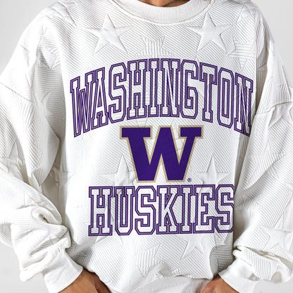 WASHINGTON HUSKIES BIG PLAY ENERGY EMBOSSED STAR CREWNECK