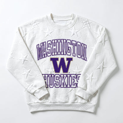 WASHINGTON HUSKIES BIG PLAY ENERGY EMBOSSED STAR CREWNECK