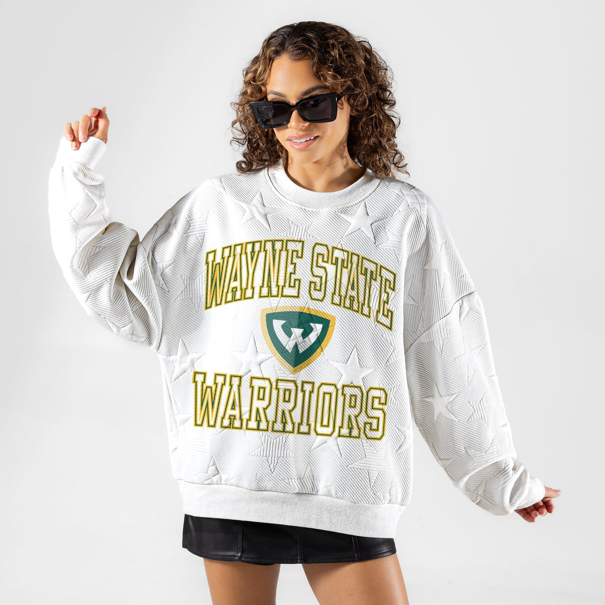 WAYNE STATE WARRIORS BIG PLAY ENERGY EMBOSSED STAR CREWNECK