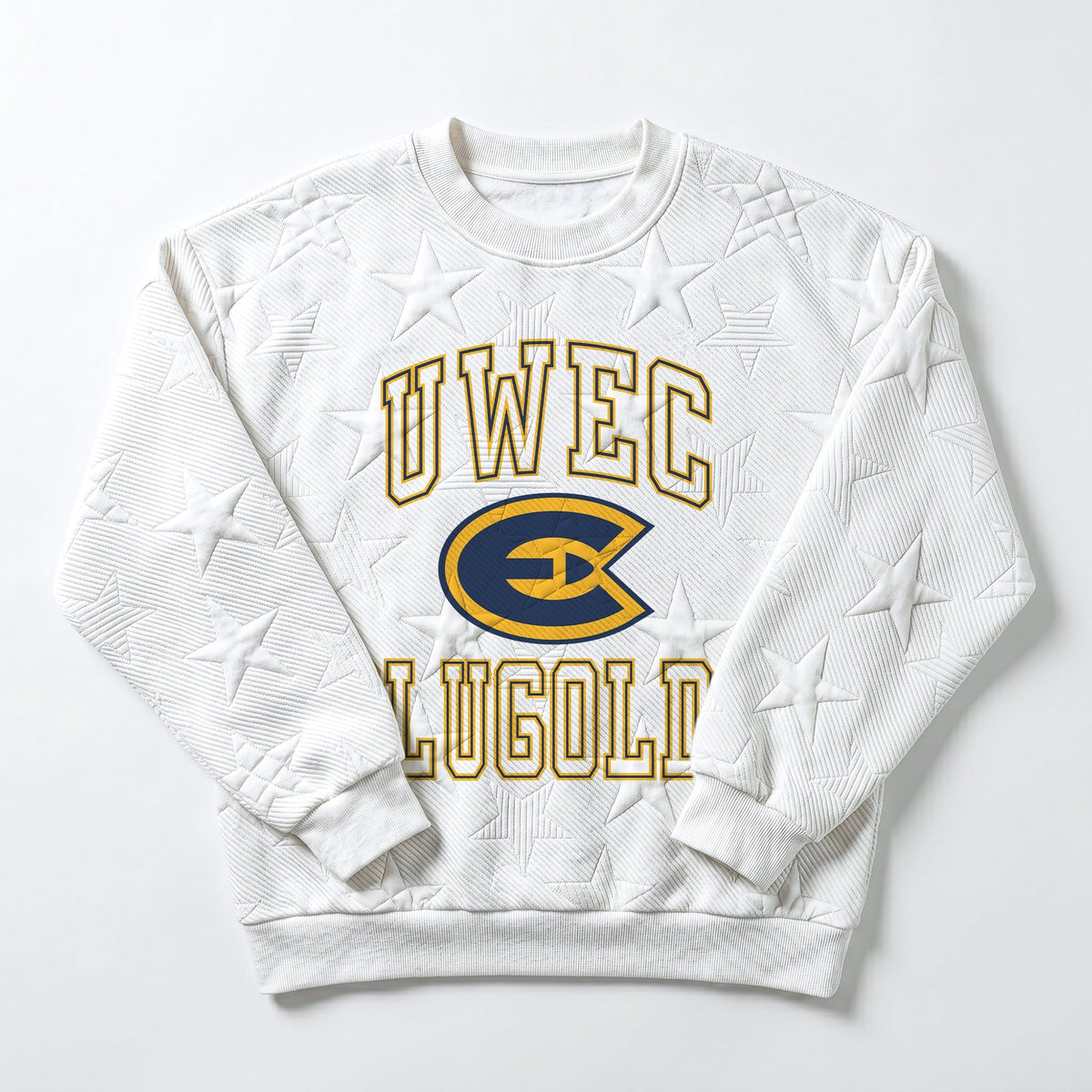 WISCONSIN-EAU CLAIRE BLUGOLDS BIG PLAY ENERGY EMBOSSED STAR CREWNECK