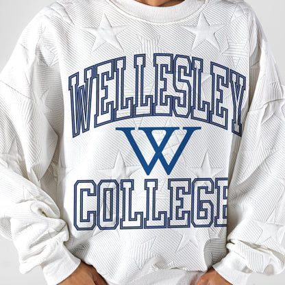 WELLESLEY BLUE BIG PLAY ENERGY EMBOSSED STAR CREWNECK