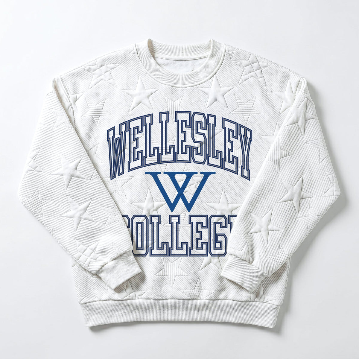 WELLESLEY BLUE BIG PLAY ENERGY EMBOSSED STAR CREWNECK