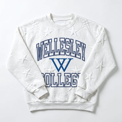 WELLESLEY BLUE BIG PLAY ENERGY EMBOSSED STAR CREWNECK