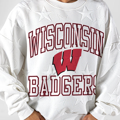 WISCONSIN BADGERS BIG PLAY ENERGY EMBOSSED STAR CREWNECK