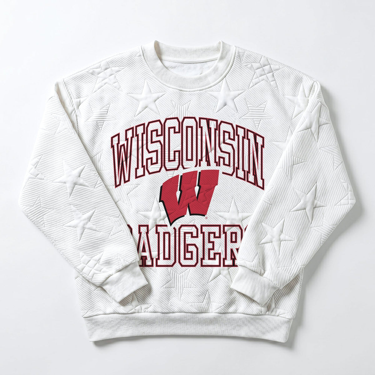WISCONSIN BADGERS BIG PLAY ENERGY EMBOSSED STAR CREWNECK