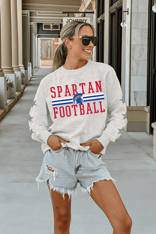 BIXBY SPARTANS EMBELLISHED STAR SLEEVE CREWNECK SWEATSHIRT - The Club