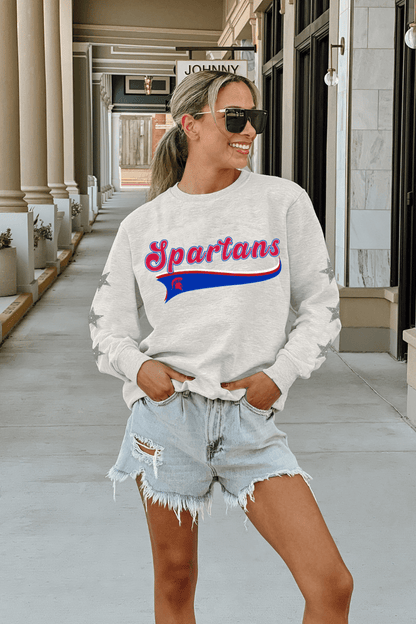 BIXBY SPARTANS EMBELLISHED STAR SLEEVE CREWNECK SWEATSHIRT - The Club