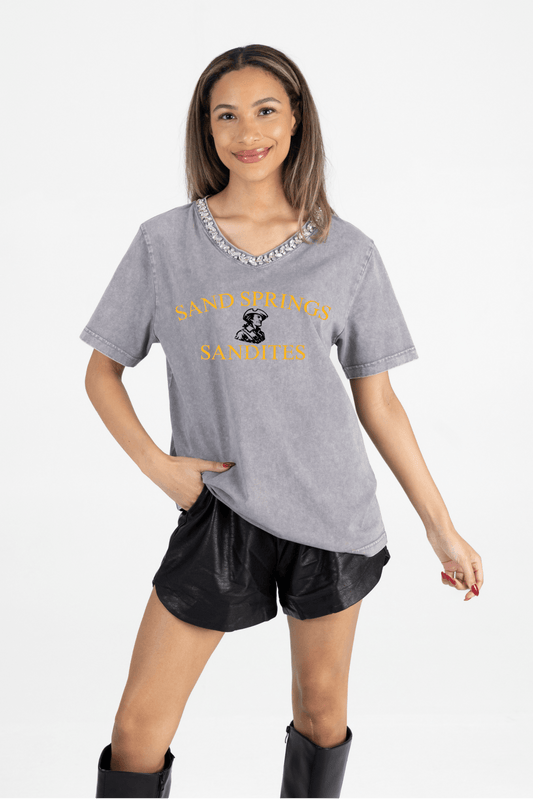 SAND SPRINGS SANDITES RHINESTONE V - NECK TEE - The Club