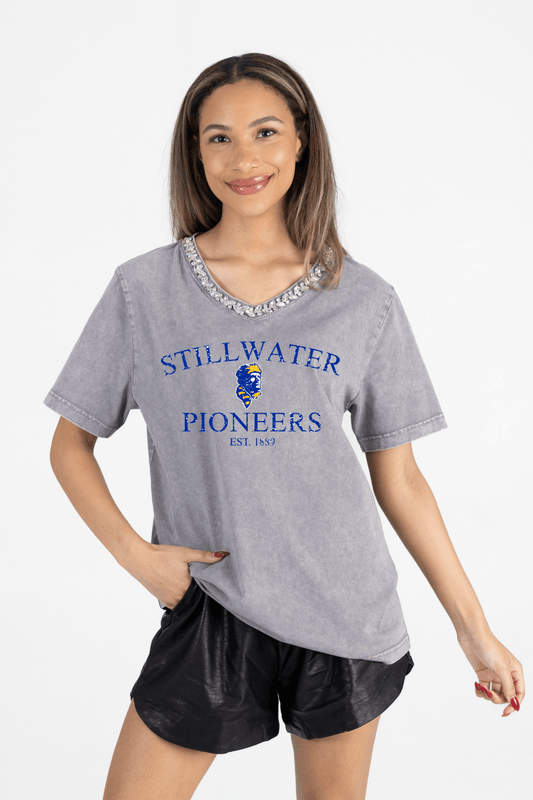 STILLWATER PIONEERS RHINESTONE V - NECK TEE - The Club