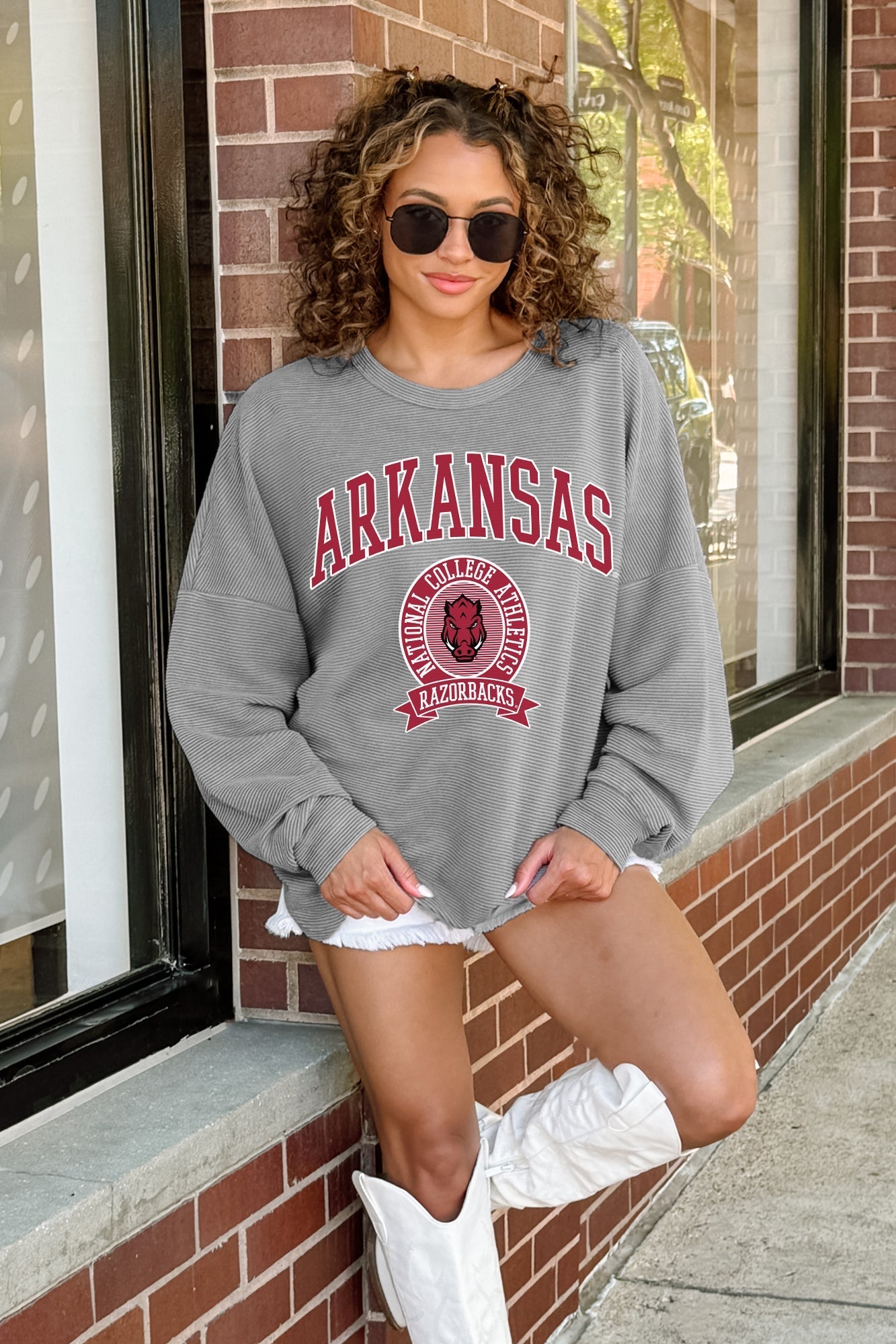 ARKANSAS RAZORBACKS TRAINING VINTAGE WASH CORDED PULLOVER