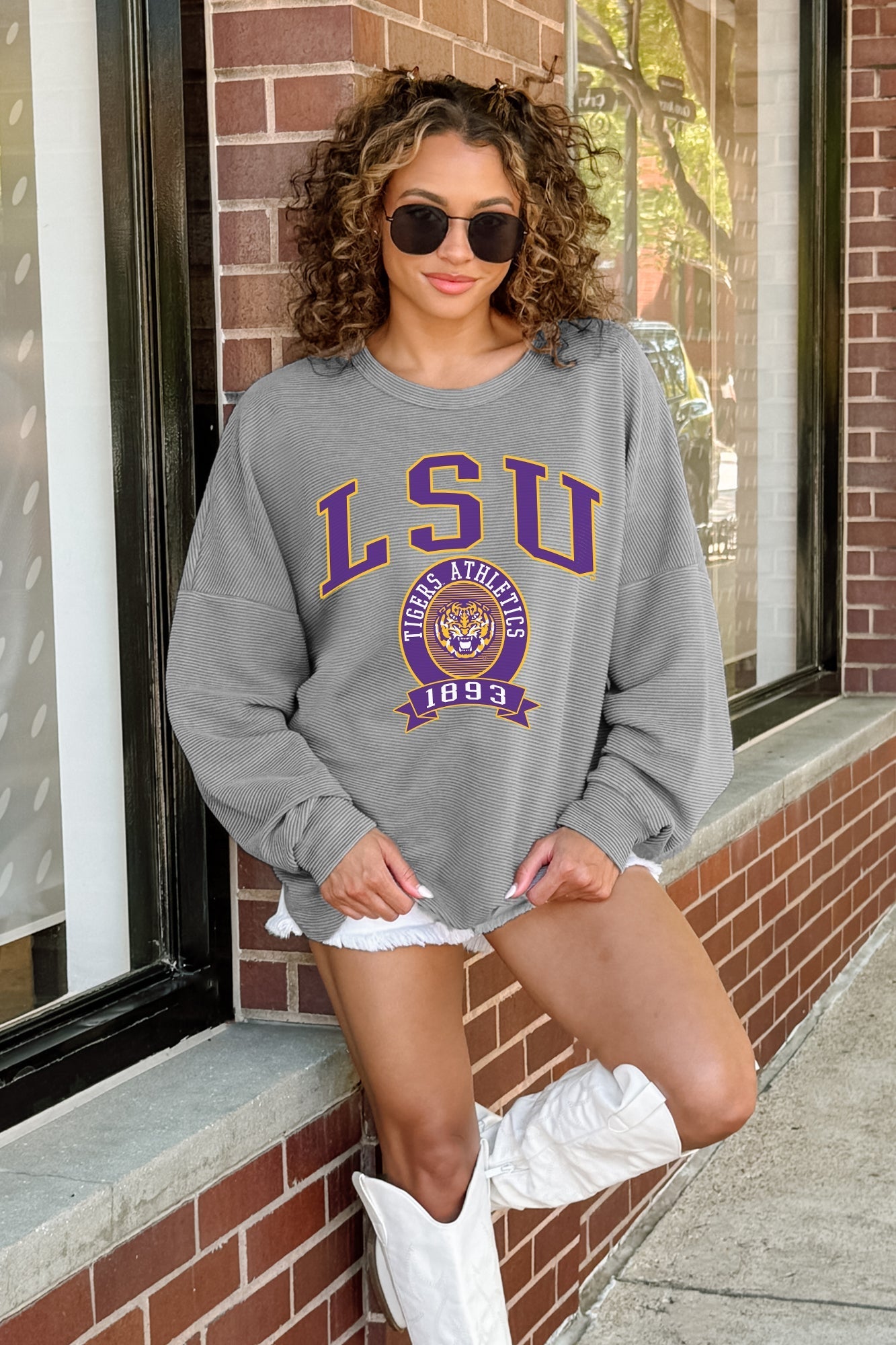 LSU TIGERS TRAINING VINTAGE WASH CORDED PULLOVER