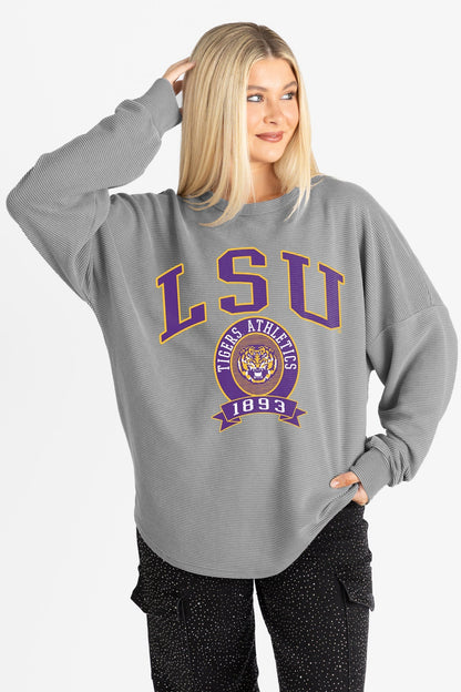 LSU TIGERS TRAINING VINTAGE WASH CORDED PULLOVER
