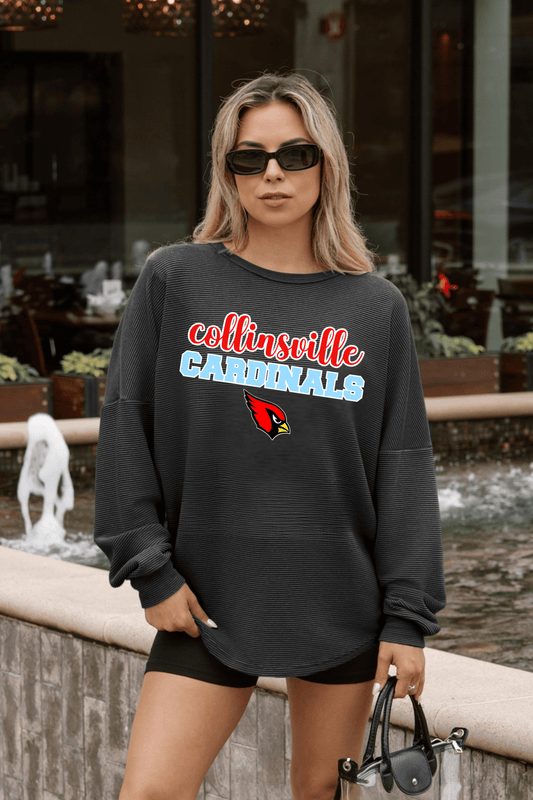 COLLINSVILLE CARDINALS WASHED CORDED PULLOVER - The Club