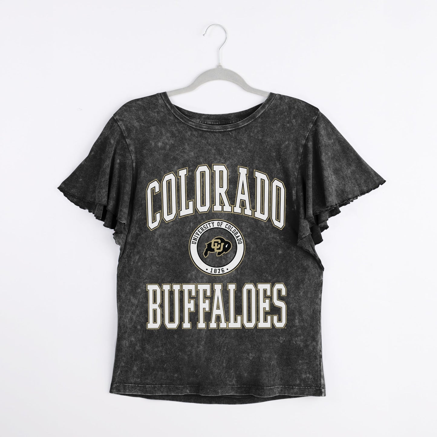 COLORADO BUFFALOES VICTORY MODE FLUTTER SLEEVE TEE IN BLACK