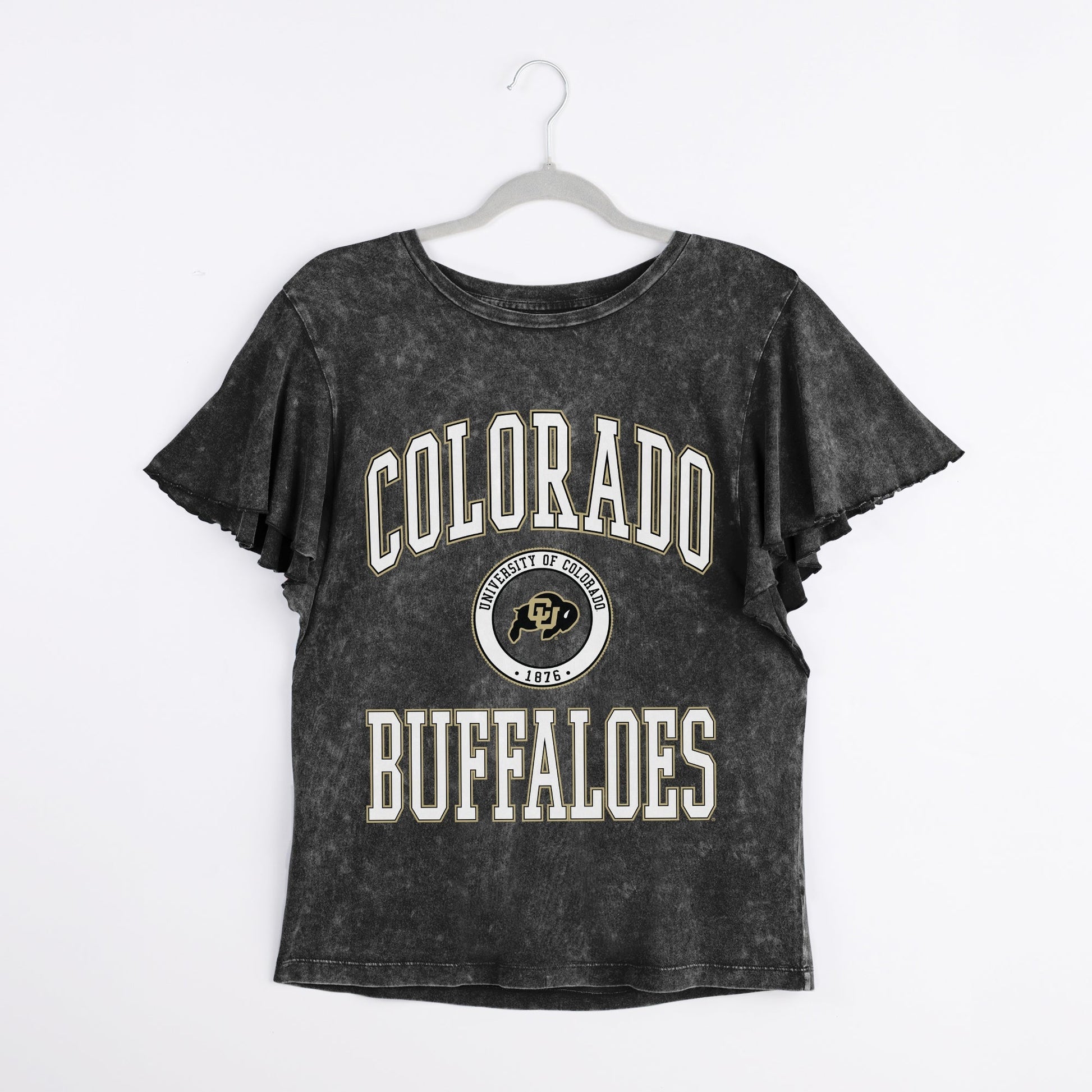 COLORADO BUFFALOES VICTORY MODE FLUTTER SLEEVE TEE IN BLACK