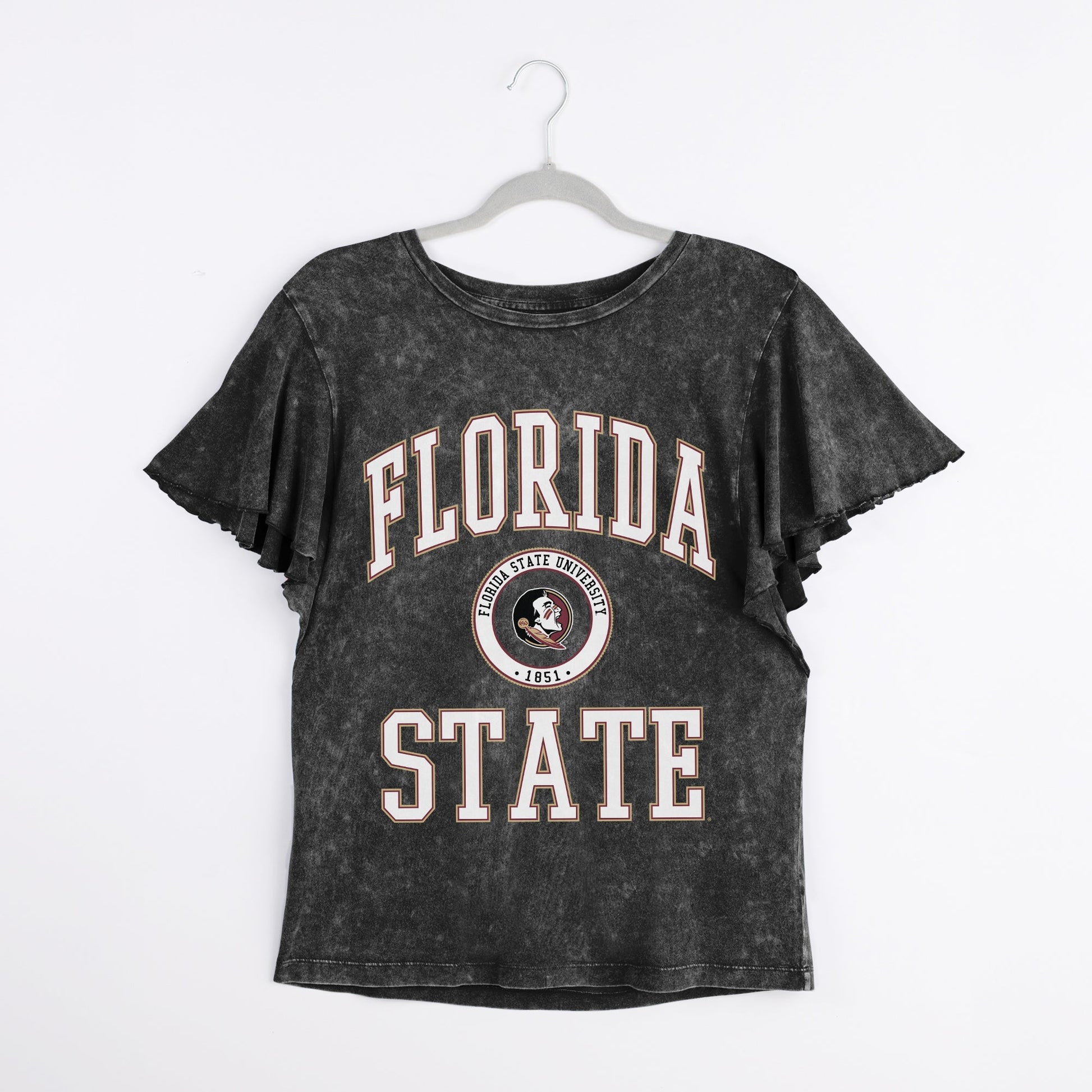 FLORIDA STATE SEMINOLES VICTORY MODE FLUTTER SLEEVE TEE IN BLACK