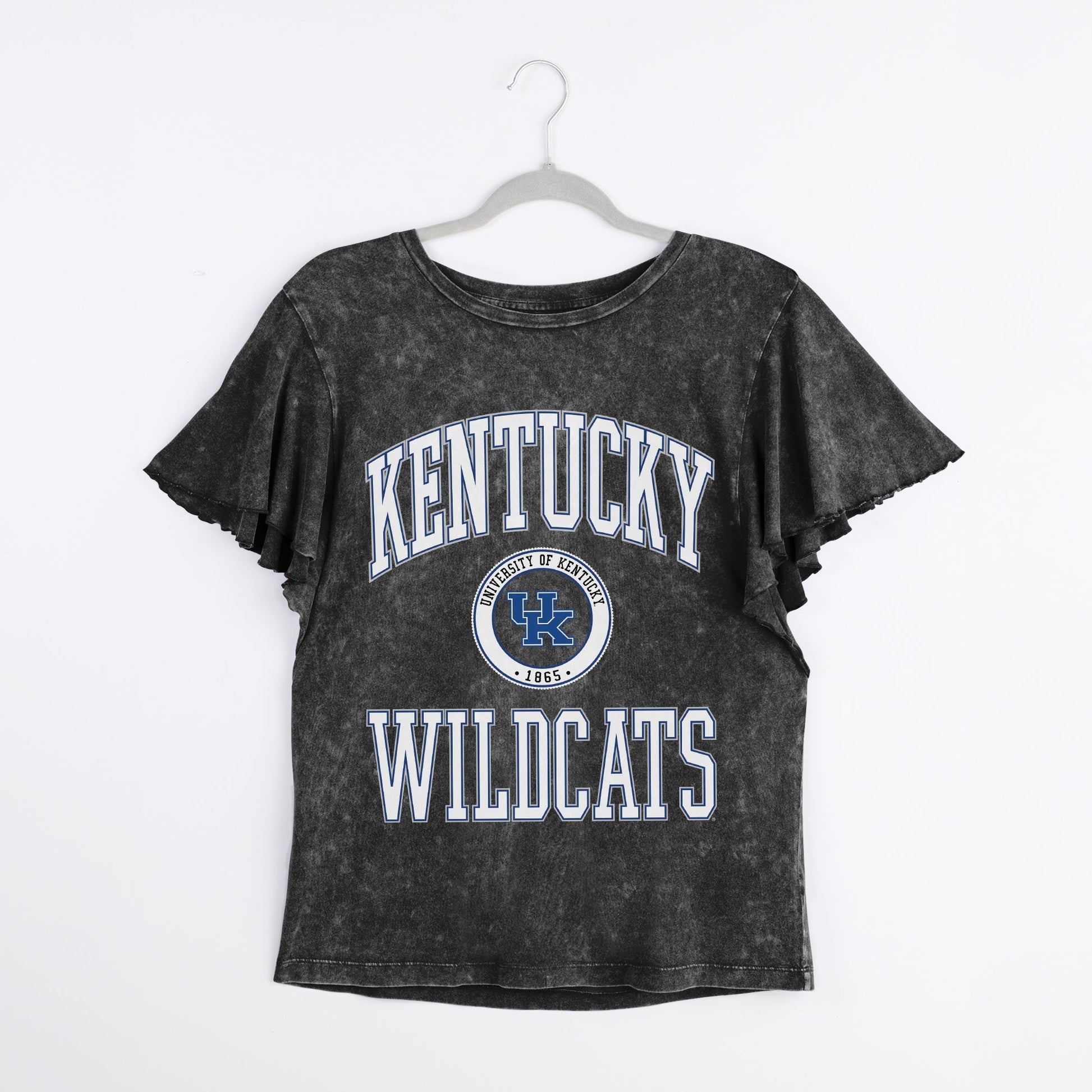 KENTUCKY WILDCATS VICTORY MODE FLUTTER SLEEVE TEE IN BLACK