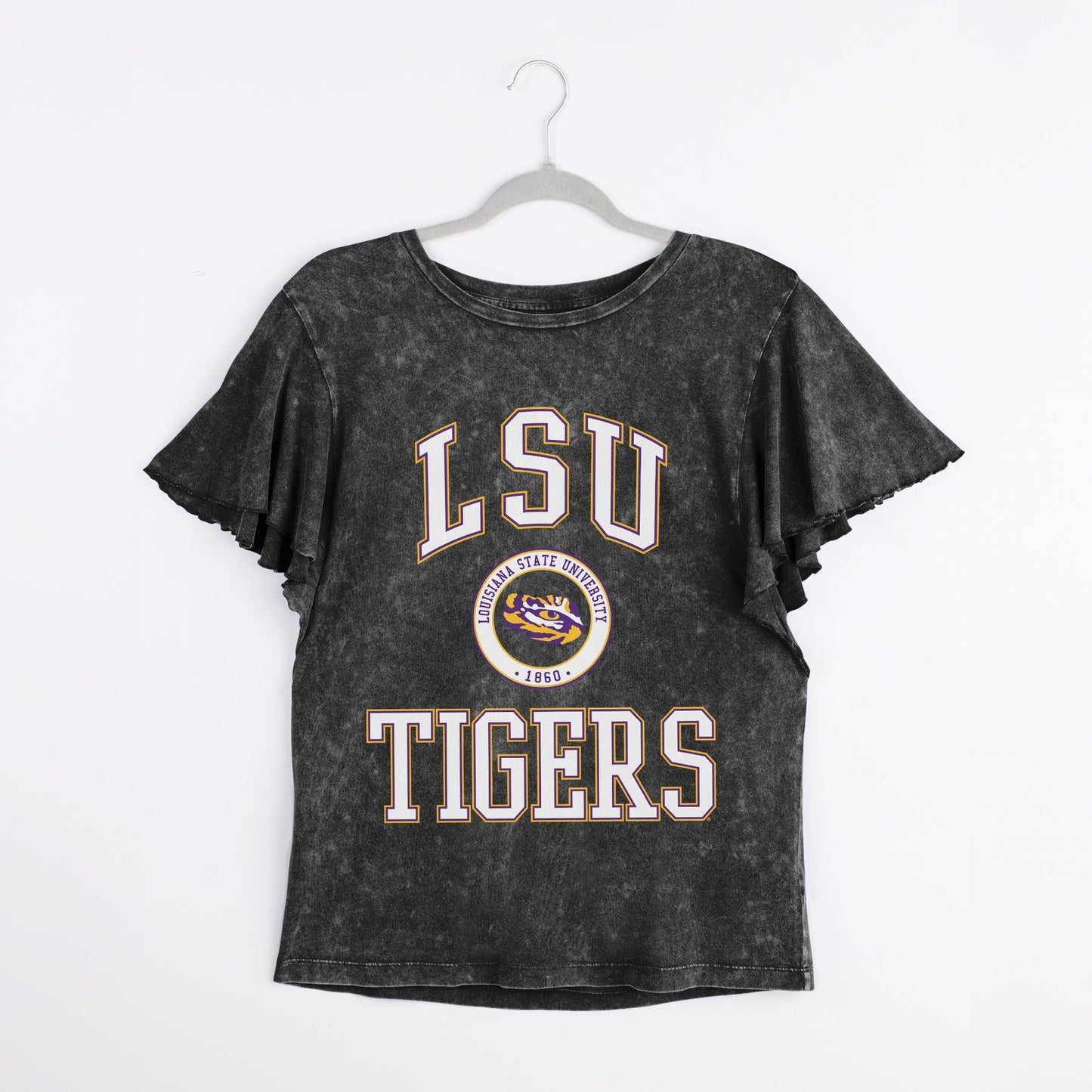 LSU TIGERS VICTORY MODE FLUTTER SLEEVE TEE IN BLACK