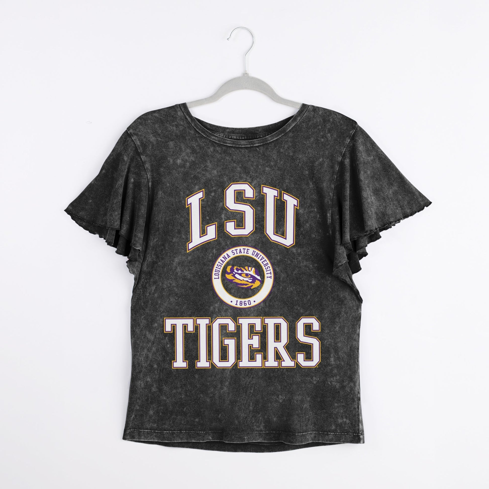 LSU TIGERS VICTORY MODE FLUTTER SLEEVE TEE IN BLACK