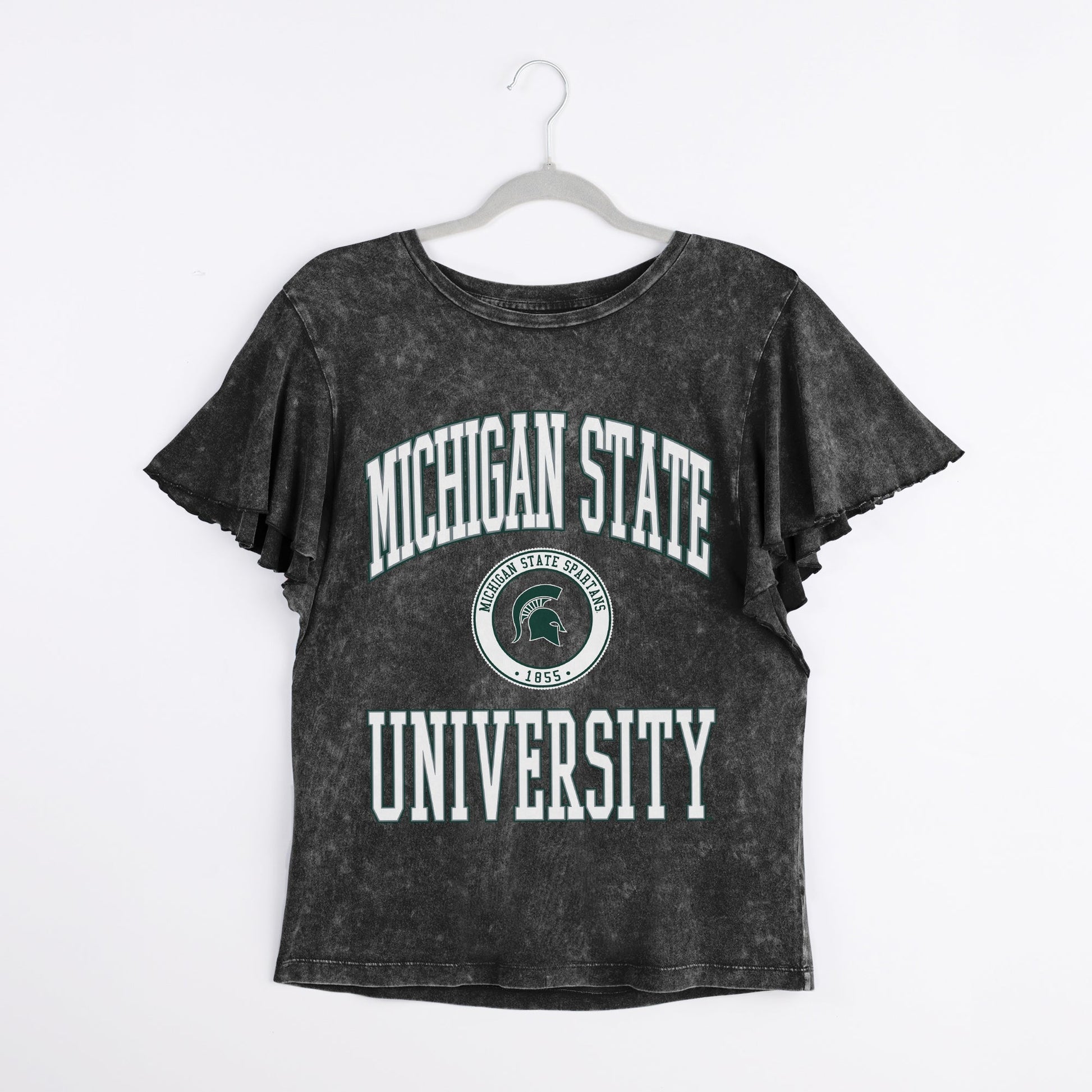 MICHIGAN STATE SPARTANS VICTORY MODE FLUTTER SLEEVE TEE IN BLACK