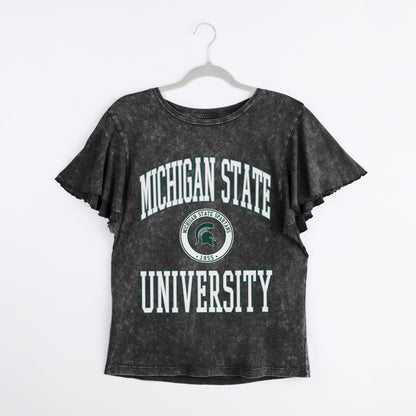 MICHIGAN STATE SPARTANS VICTORY MODE FLUTTER SLEEVE TEE IN BLACK