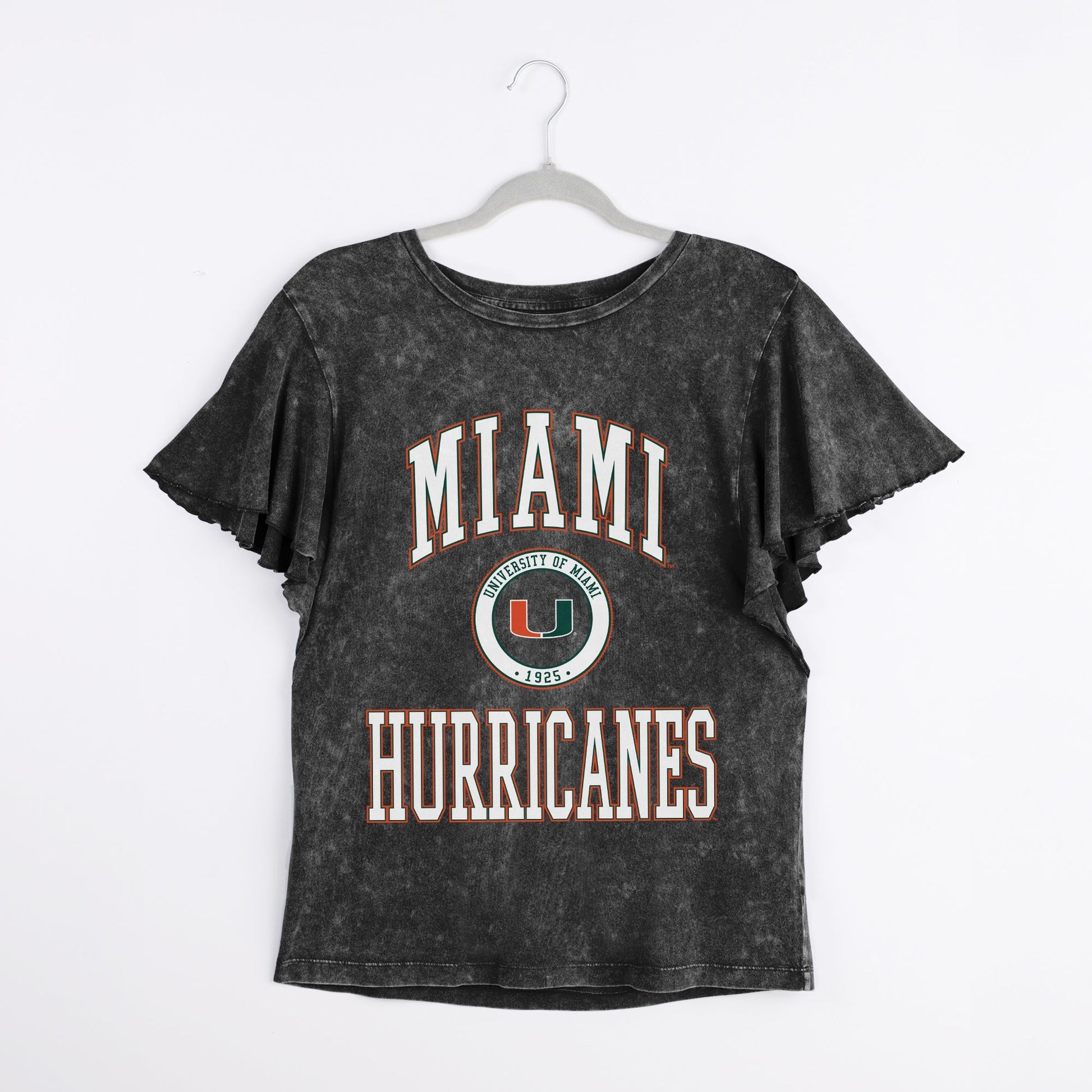 MIAMI HURRICANES VICTORY MODE FLUTTER SLEEVE TEE IN BLACK
