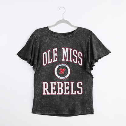 OLE MISS REBELS VICTORY MODE FLUTTER SLEEVE TEE IN BLACK