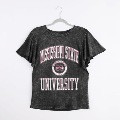 MISSISSIPPI STATE BULLDOGS VICTORY MODE FLUTTER SLEEVE TEE IN BLACK
