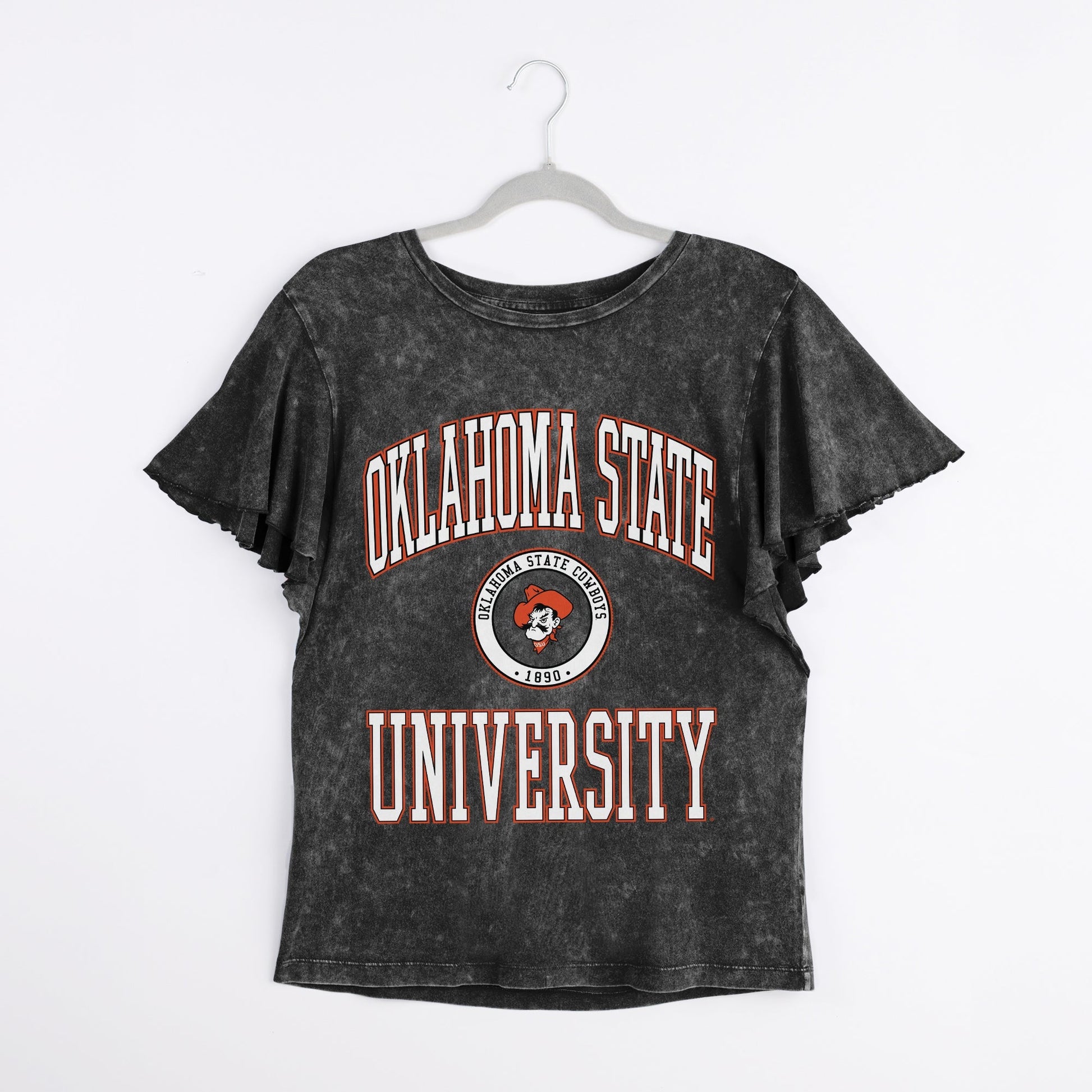 OKLAHOMA STATE COWBOYS VICTORY MODE FLUTTER SLEEVE TEE IN BLACK