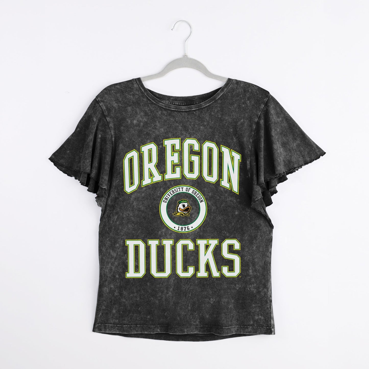 OREGON DUCKS VICTORY MODE FLUTTER SLEEVE TEE IN BLACK