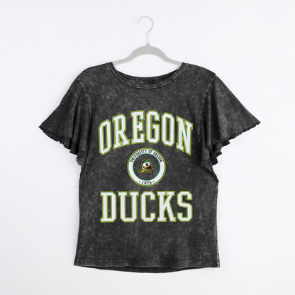 OREGON DUCKS VICTORY MODE FLUTTER SLEEVE TEE IN BLACK